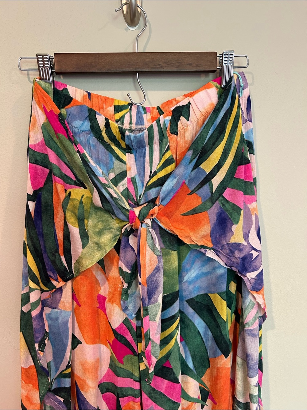 NWT Kona Sol Multicolor Tropical Tie-Waist Wide-Leg Pants (size Medium) - Picture 5 of 5